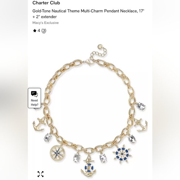 CHARTER CLUB NAUTICAL CHARM NECKLACE NWOT - Picture 1 of 10